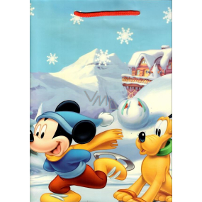 Ditipo Darčeková papierová taška 26,4 x 12 x 32,4 cm Disney Mickey Mouse a Pluto na korčuliach
