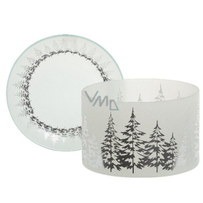 Yankee Candle Winter Trees - Zimné stromy tienidlo veľké + tanier veľký na strednej a veľkú vonnú sviečku Classic 10 x 15 cm (tienidlo) 15 x 15 cm (tanier)