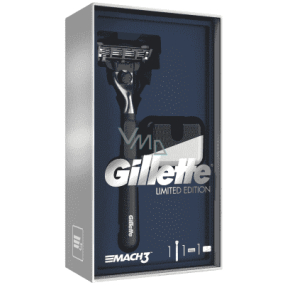Gillette Mach3 holiaci strojček s čiernou rukoväťou + stojan na holiaci strojček, kozmetická sada, pre mužov