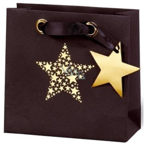 BSB Luxusná darčeková papierová taška 14,5 x 15 x 6 cm Vianočné Star Festival VDT 417 - CD