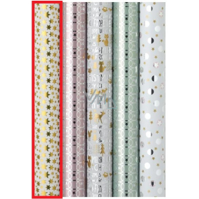 Zowie Darčekový baliaci papier 70 x 150 cm Vianočný Platinum zlaté hviezdičky