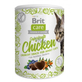 Brit Care Cat Snack Chrumkavý kuracie maškrtu s rakytníkom a čučoriedkami doplnkové krmivo pre dospelé mačky 100 g