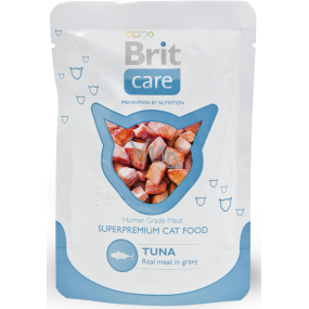 Brit Care Tuniak vrecko kompletné krmivo pre mačky, kúsky mäsa s tuniakovou príchuťou 80 g