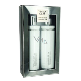 Vivian Gray Crystal White luxusné hydratačné telové mlieko 250 ml + sprchový gél 250 ml, kozmetická sada