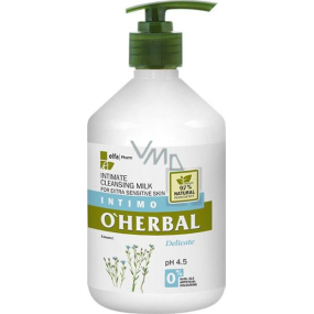 O Herbal Delicate Ľan čistiace mlieko pre intímnu hygienu 500 ml