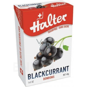 Halter Blackcurrant - Čierne ríbezle cukríky bez cukru, s prírodným sladidlom Izomalt, vhodné aj pre diabetikov 40 g