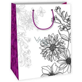 Ditipo Darčeková papierová taška k vymaľovanie 22 x 10 x 29 cm biela, kvety Kreativ 40
