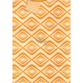 Nekupto Darčeková papierová taška 32,5 x 26 x 13 cm Oranžové vzory 1625 01 KFL