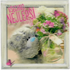 Me to You Blahoželania do obálky 3D Medveď s Puget kvetín 15,5 x 15,5 cm
