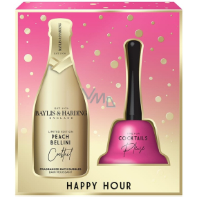 Baylis & Harding Koktejlová hodina Broskyňové Bellini pena do kúpeľa 300 ml + zvonček, kozmetická sada