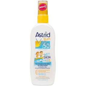 Astrid Sun Wet Skin Kids OF50 transparentný sprej na opaľovanie 150 ml