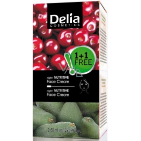 Delia Cosmetics Fruit Fantasy Avokádo výživný nočný krém pre suchú a normálnu pleť 50 ml + Višňa výživný nočný krém pre mastnú a zmiešanú pleť 50 ml, duopack