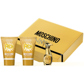 Moschino Fresh Gold parfumovaná voda 5 ml + telové mlieko 25 ml + sprchový gél 25 ml, darčeková sada