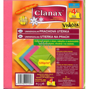 Clanax Univerzálna prachová utierka viskóza 35 x 38 cm 125 g/m2 4 kusy