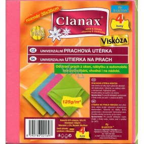 Clanax Univerzálna prachová utierka viskóza 35 x 38 cm 125 g / m2 4 kusy