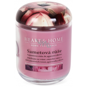 Heart & Home Zamatová ruža Sójová vonná sviečka veľká horí až 70 hodín 340 g