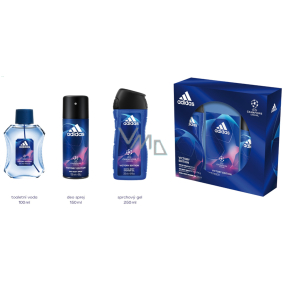 Adidas UEFA Champions League Victory Edition toaletná voda pre mužov 100 ml + deodorant sprej 150 ml + sprchový gél 250 ml, darčeková sada