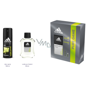 Adidas Pure Game voda po holení 50 ml + dezodorant sprej pre mužov 150 ml, kozmetická sada