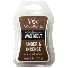 Woodwick Amber & Incense - Ambra a kadidlo vonný vosk do aromalampy 22,7 g