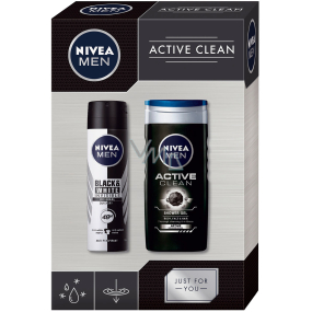 Nivea Men Active Clean sprchový gél 250 ml + antiperspirant sprej 150 ml, kozmetická sada
