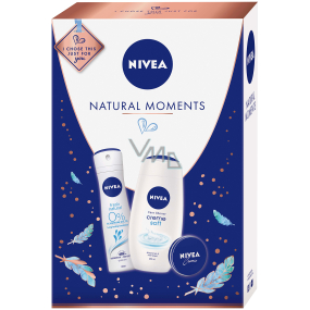 Nivea Natural Moments Creme Soft sprchový gél 250 ml + Fresh Natural dezodorant sprej pre ženy 150 ml + krém 30 ml, kozmetická sada