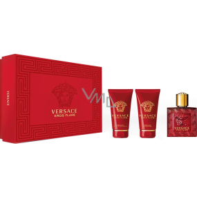 Versace Eros Flame toaletná voda pre mužov 50 ml + sprchový gél 50 ml + balzam po holení 50 ml, darčeková sada