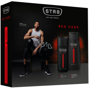 Str8 Red Code parfumovaný deodorant sklo pre mužov 75 ml + sprchový gél 250 ml, kozmetická sada