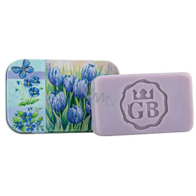 Bohemia Gifts Modré kvety - Levanduľa ručne vyrábané toaletné mydlo s glycerínom v plechovej krabičke 80 g