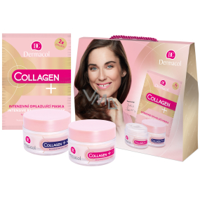 Dermacol Collagen + Rejuvenating SPF 10 intenzívny omladzujúci denný krém 50 ml + Collagen + Rejuvenating nočný krém 50 ml + Collagen + Intensive Rejuvenating pleťová maska 2 x 8 g, kozmetická sada