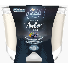 Glade Maxi Deep Amber Hills s vôňou čiernych ríbezlí, kadidla a jantáru vonná sviečka v skle, doba horenia až 52 hodín 224 g