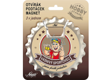 Nekupto Hobby 3v1 otvárač, podložka, magnet Vášnivý športovec 10 cm