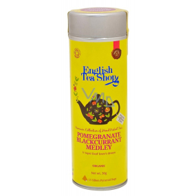 English Tea Shop Bio Rooibos Granátové jablko a Čierna ríbezľa 15 kusov bioodbourateľných pyramídiek čaju v recyklovateľnej plechovej dóze 30 g