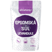 Allnature Epsomská soľ Horčík, síran a Levanduľa do kúpeľa uvoľňuje svaly, odbúrava stres, detoxikuje organizmus 1000 g