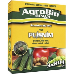 AgroBio Acrobat MZ WG prípravok proti plesniam v zemiakoch, viniči, uhorkách, paradajkách a cibuľu fungicíd - prípravok na ochranu rastlín 3 x 20 g