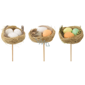 Hniezdo s vajcami 5,5 cm + špajle rôzne farby 1 kus