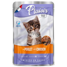 Plaisir Kitten kuracie v omáčke kompletné krmivo pre mladé mačky kapsička 100 g
