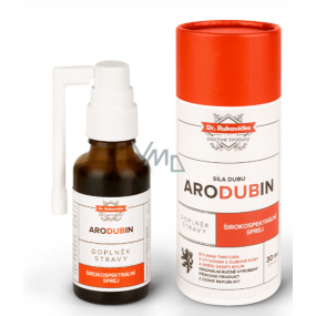 Aromatica Dr. Rukavička Arodubin bylinná tinktúra s výťažkom z dubovej kôry a zmesi desiatich bylín, podporujúce normálnu funkciu dýchacieho systému, širokospektrálny sprej, doplnok stravy 30 ml