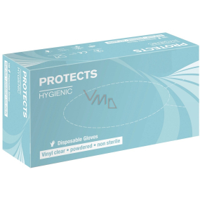 Sempermed Protects Hygienic Vinyl clear Rukavice jednorazové, bez púdru, číre, vinylové, veľkosť L, box 100 kusov