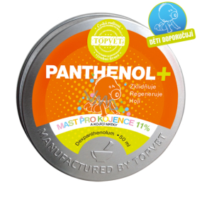 Topvet Panthenol + Masť 11% pre dojčatá a matky regeneruje zapálenú, podráždenú a zaparenú detskú pokožku 50 ml