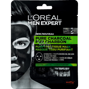 Loreal Paris Men Expert Pure Charcoal čistiaca textilné pleťová maska pre mužov 30 g