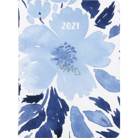 Albi Diár 2021 týždenný Modré kvety 17 x 12,5 x 1,2 cm