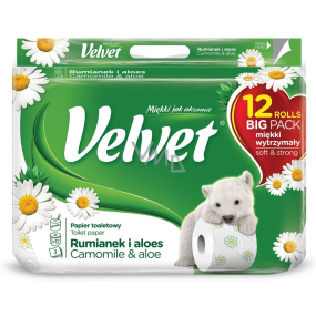 Velvet Camomile & Aloe toaletný papier s vôňou harmančeka 3vrstvový 12 kusov