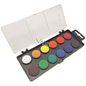 Koh-i-Noor Školské vodové farby, čierny podklad 22,5 mm 12 farieb