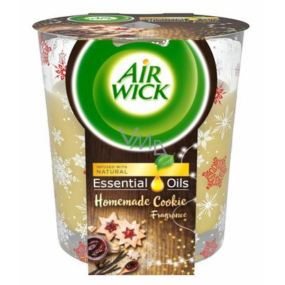 Air Wick Essential Oils Warm Vanilla - Vôňa vanilkového cukroví vonná sviečka v skle 105 g