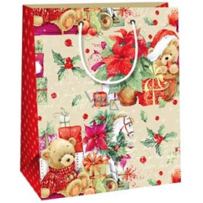 Ditipo Darčeková papierová taška 18 x 10 x 22,7 cm medvedíky darčeky Vianočná hviezda