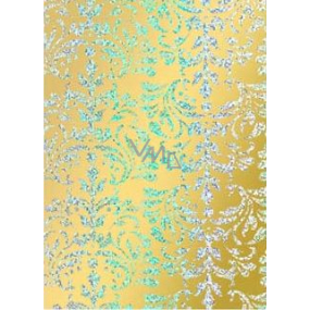 Ditipo Darčekový baliaci papier 70 x 150 cm Vianočné zlatý holografický strieborné ornamenty