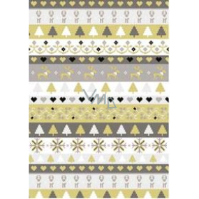 Ditipo Darčekový baliaci papier 70 x 200 cm Vianočný zlato-strieborný pruhy
