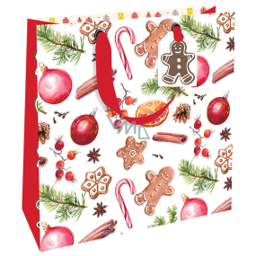 Nekupto Darčeková papierová taška luxusné 23 x 23 cm Vianočné medovníky WLIM 1975