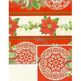 Nekupto Darčekový baliaci papier 70 x 500 cm Vianočná Červenobéžový hviezda