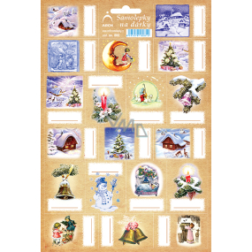 Arch Chaloupka béžové vianočné samolepky na darčeky 19 etikiet 1 arch